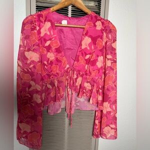 Floral Pink Blouse Size Small